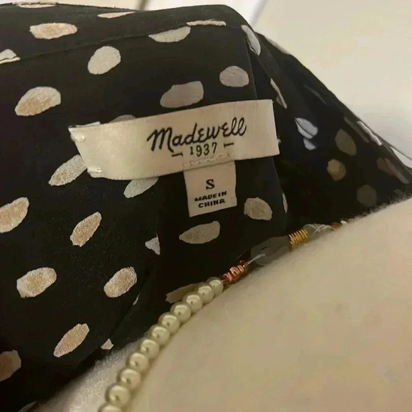 [S]Madewell Silk Poet Shirt Blouse In Paintdot (05196)  V Neck Button Down - Picture 8 of 12